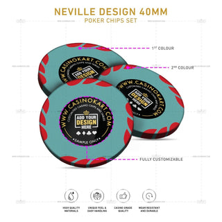 Customisable Poker Chips - Neville, Clay, 40mm, 14g - Acesfull QA