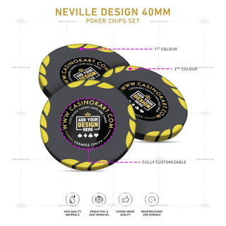 Customisable Poker Chips - Neville, Clay, 40mm, 14g - Acesfull QA