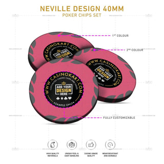 Customisable Poker Chips - Neville, Clay, 40mm, 14g - Acesfull QA