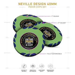 Customisable Poker Chips - Neville, Clay, 40mm, 14g - Acesfull QA