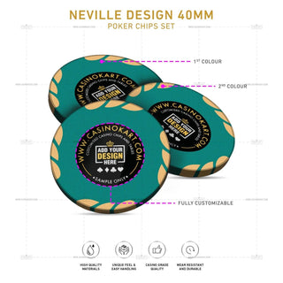 Customisable Poker Chips - Neville, Clay, 40mm, 14g - Acesfull QA