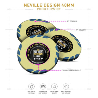Customisable Poker Chips - Neville, Clay, 40mm, 14g - Acesfull QA