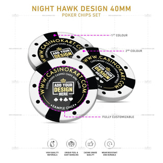 Customisable Poker Chips - Night Hawk, Clay, 40mm, 14g - Acesfull QA
