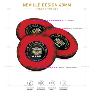 Customisable Poker Chips - Neville, Clay, 40mm, 14g - Acesfull QA