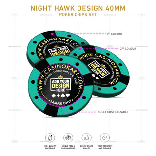 Customisable Poker Chips - Night Hawk, Clay, 40mm, 14g - Acesfull QA