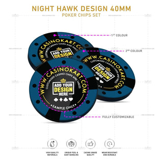 Customisable Poker Chips - Night Hawk, Clay, 40mm, 14g - Acesfull QA