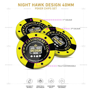 Customisable Poker Chips - Night Hawk, Clay, 40mm, 14g - Acesfull QA
