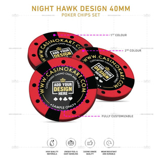 Customisable Poker Chips - Night Hawk, Clay, 40mm, 14g - Acesfull QA