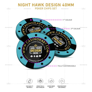 Customisable Poker Chips - Night Hawk, Clay, 40mm, 14g - Acesfull QA