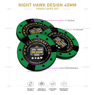 Customisable Poker Chips - Night Hawk, Clay, 40mm, 14g - Acesfull QA