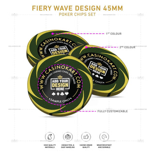 Customisable Poker Chips- Fiery Wave, Clay, 45mm, 18g - Acesfull QA