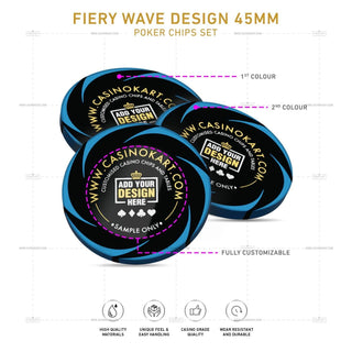 Customisable Poker Chips- Fiery Wave, Clay, 45mm, 18g - Acesfull QA