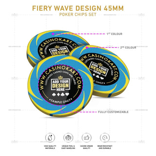Customisable Poker Chips- Fiery Wave, Clay, 45mm, 18g - Acesfull QA