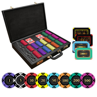Conquer Gunpowder Poker Chipset - SD, 500/800/1000 Pcs, 30/50/80 Plaques, Clay, 50mm, 21g - Acesfull QA