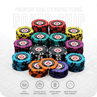 Copag Texas Poker Chipset - GR, 300/500 Pcs, Clay, 40mm, 14g - Acesfull QA