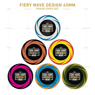Customisable Poker Chips- Fiery Wave, Clay, 45mm, 18g - Acesfull QA