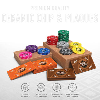 EPT Poker Chipset - 300/500 Pcs, 10/20 Plaques, Ceramic, 40mm, 10g - Acesfull QA