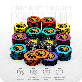 Fearless Lion Poker Chipset Without Denomination - GR, 300/500 Pcs, Clay, 40mm, 14g - Acesfull QA