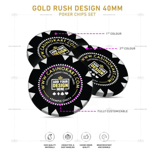 Customisable Poker Chips - Gold Rush, Clay, 40mm, 14g - Acesfull QA