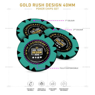 Customisable Poker Chips - Gold Rush, Clay, 40mm, 14g - Acesfull QA
