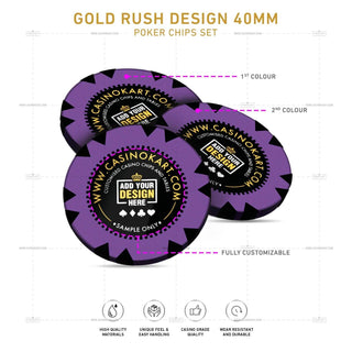 Customisable Poker Chips - Gold Rush, Clay, 40mm, 14g - Acesfull QA