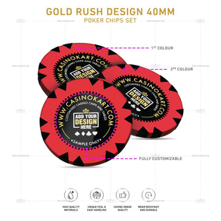 Customisable Poker Chips - Gold Rush, Clay, 40mm, 14g - Acesfull QA