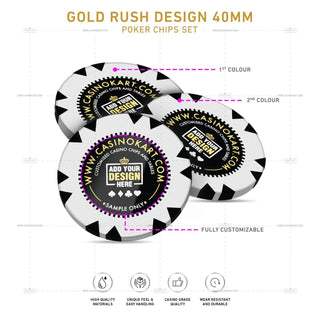 Customisable Poker Chips - Gold Rush, Clay, 40mm, 14g - Acesfull QA