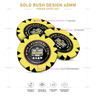 Customisable Poker Chips - Gold Rush, Clay, 40mm, 14g - Acesfull QA