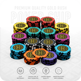 Gold Rush Poker Chipset Without Denomination - GR, 300/500 Pcs, Clay, 40mm, 14g - Acesfull QA