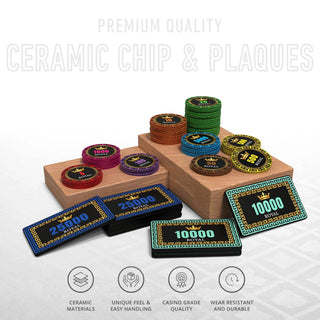 Golden Jade Poker Chipset - 300/500 Pcs, 10/20 Plaques, Ceramic, 40mm, 10g - Acesfull QA