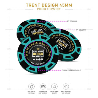 Customisable Poker Chips - Trent, Clay, 45mm, 18g - Acesfull QA