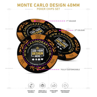 Customisable Poker Chips - Monte Carlo, Clay, 40mm, 14g - Acesfull QA