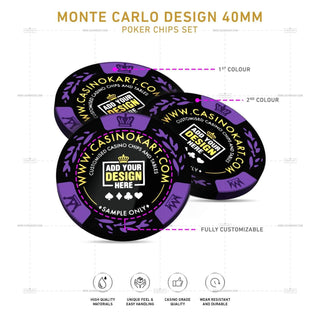 Customisable Poker Chips - Monte Carlo, Clay, 40mm, 14g - Acesfull QA
