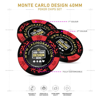 Customisable Poker Chips - Monte Carlo, Clay, 40mm, 14g - Acesfull QA