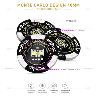 Customisable Poker Chips - Monte Carlo, Clay, 40mm, 14g - Acesfull QA
