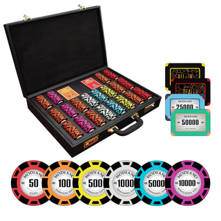 Modiano Poker Chipset - TN, 500/800/1000 Pcs, 30/50/80 Plaques, Clay, 45mm, 18g - Acesfull QA