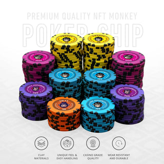 NFT Monkey Poker Chipset - GR, 300/500 Pcs, Clay, 40mm, 14g - Acesfull QA