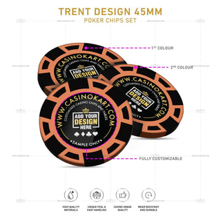Customisable Poker Chips - Trent, Clay, 45mm, 18g - Acesfull QA