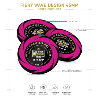 Customisable Poker Chips- Fiery Wave, Clay, 45mm, 18g - Acesfull QA