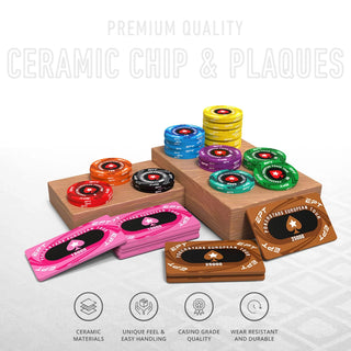 Pokerstars EPT Poker Chipset - 300/500 Pcs, 10/20 Plaques, Ceramic, 40mm, 10g - Acesfull QA