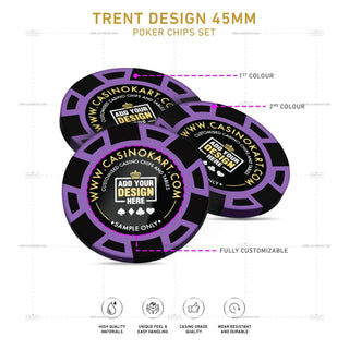 Customisable Poker Chips - Trent, Clay, 45mm, 18g - Acesfull QA