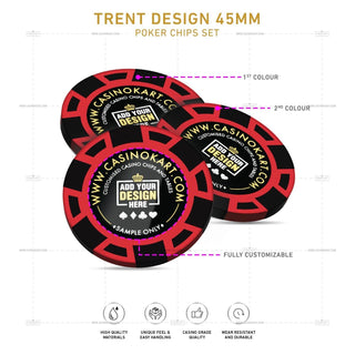 Customisable Poker Chips - Trent, Clay, 45mm, 18g - Acesfull QA
