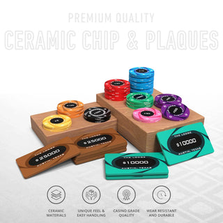 The Lodge Poker Chipset - 300/500 Pcs, 10/20 Plaques, Ceramic, 40mm, 10g - Acesfull QA