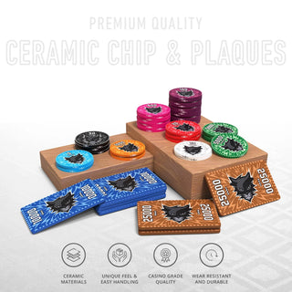 Vixen Poker Chipset - 300/500 Pcs, 10/20 Plaques, Ceramic, 40mm, 10g - Acesfull QA