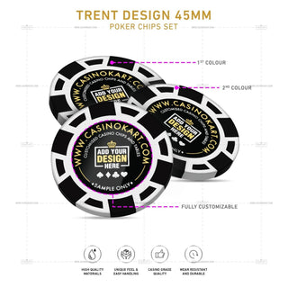 Customisable Poker Chips - Trent, Clay, 45mm, 18g - Acesfull QA