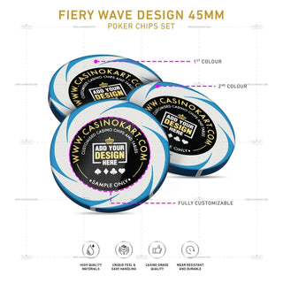 Customisable Poker Chips- Fiery Wave, Clay, 45mm, 18g - Acesfull QA