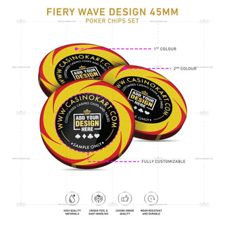 Customisable Poker Chips- Fiery Wave, Clay, 45mm, 18g - Acesfull QA